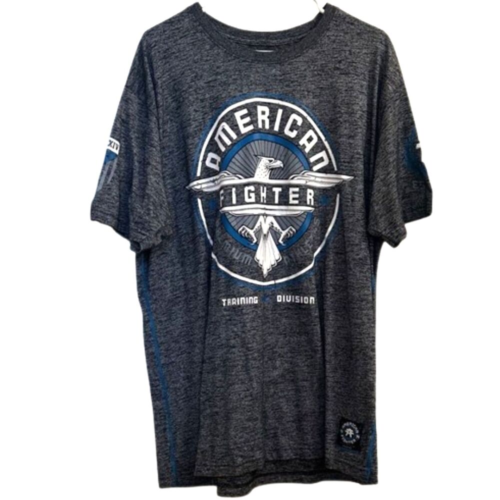 American Fighter Crew Neck Graphic Tshirt Mens 3XL MMA Wrestling Boxing Grey